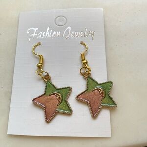 Star shaped dangle earrings with moon